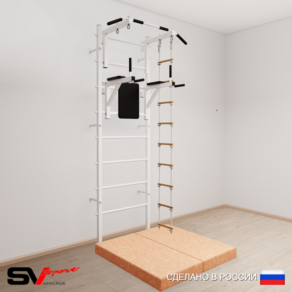 Шведская стенка Sv Sport усиленная 6724 (Турник стандарт/Брусья/Лестница/Мат 1м)