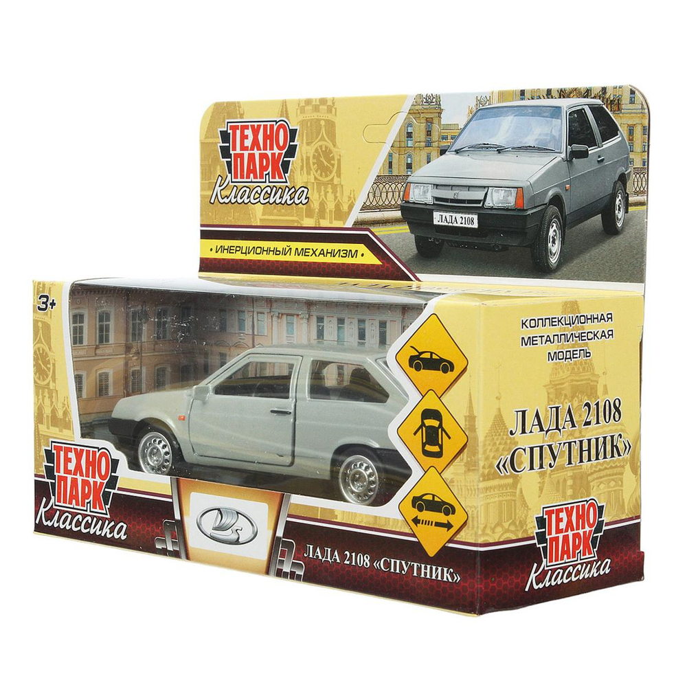 Модель ин. мет. "Lada-2108 Спутник" 12см, двер, баг, серебристый, коробка 2108-12-SR (Технопарк)