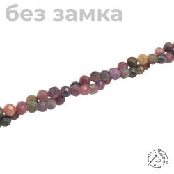Нить бусин с огранкой корунд цветной 4 мм
