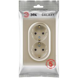 Розетка ЭРА Galaxy 15-2104-04 с заземлением двойная 2X2P+E Schuko 16А-250В IP20 шампань | Эра Galaxy