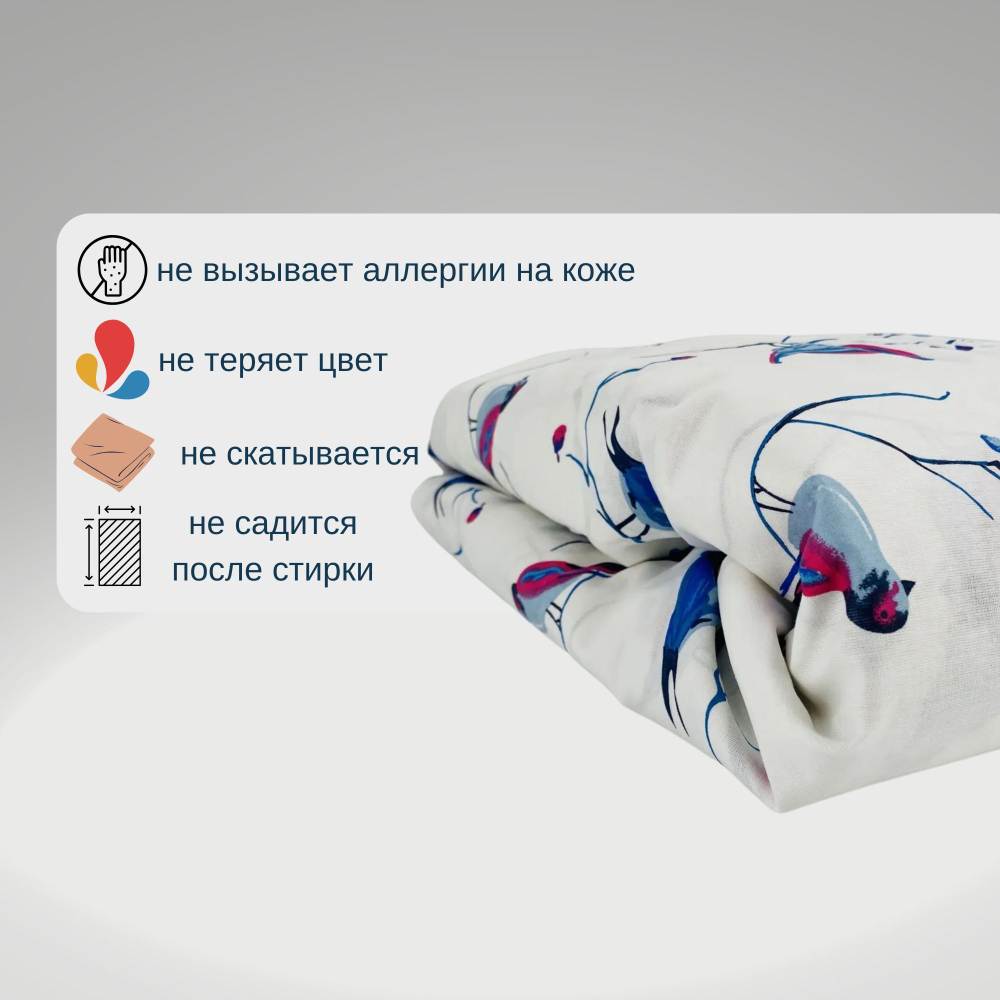 Пододеяльник 2 спальный 175х210 Хлопок, Бязь Птицы
