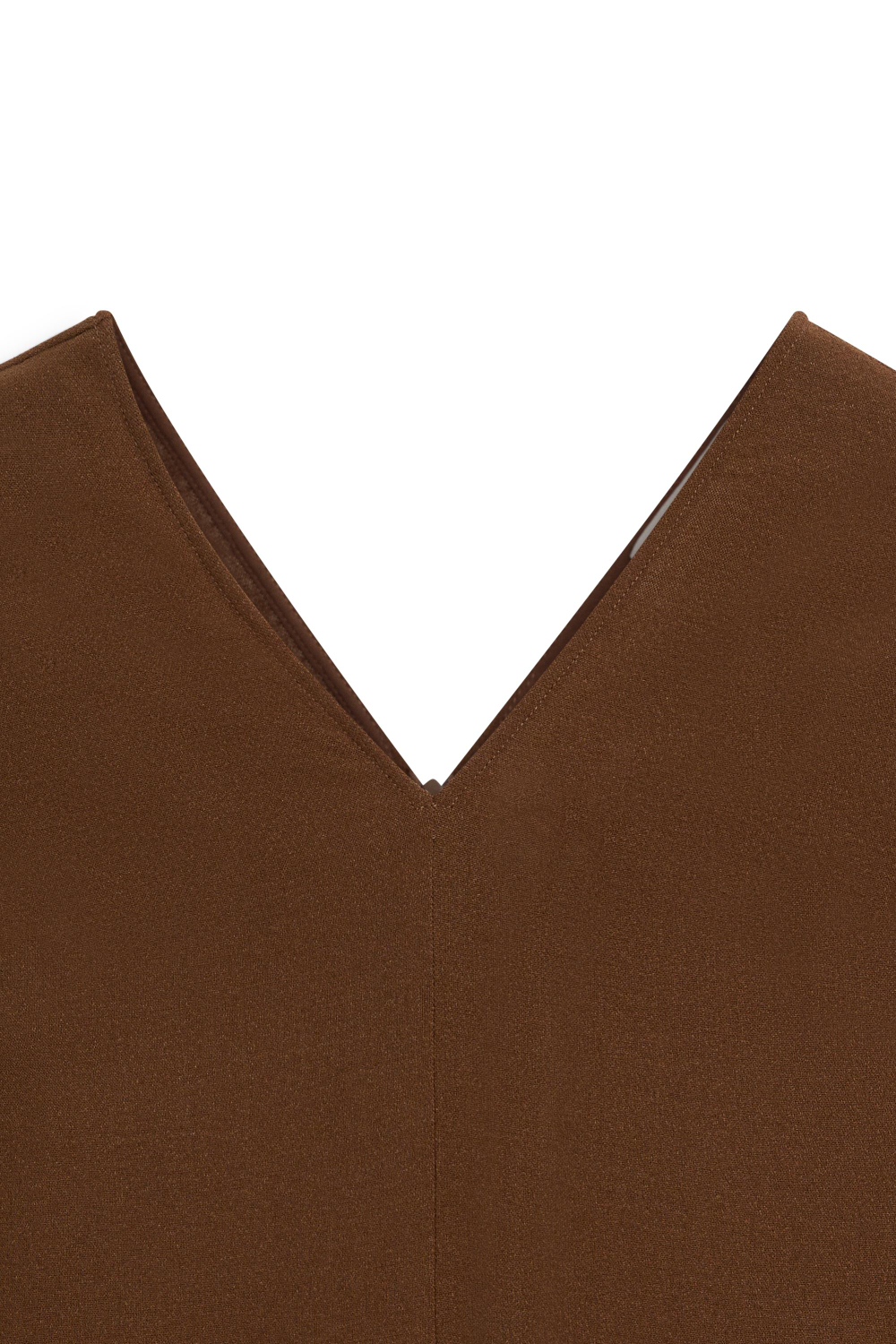 Massimo Dutti Эластичный топ с длинными рукавами и V-образным вырезом - Limited Edition, табачный