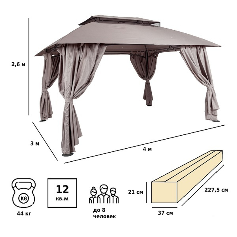 Шатер-беседка Green Glade 1068 3х4х2,6 м полиэстер