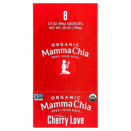 Mamma Chia, Organic Chia Squeeze, Vitality Snack, Cherry Love, 8 порций, 99 г (3,5 унции)