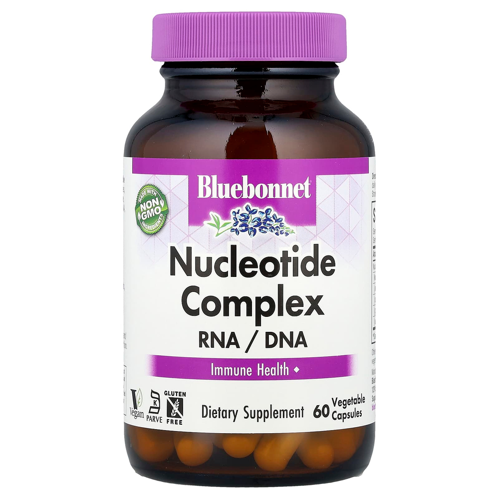 Bluebonnet Nutrition, комплекс нуклеотидов, РНК/ДНК, 60 растительных капсул