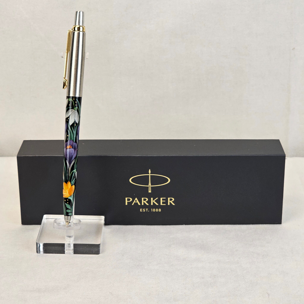 Коллекционная ручка Parker "Крокусы" с ручной росписью Палех в коробке
