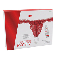 Эротический набор Клубничный соблазн и Жемчужная страсть INTT Red Brazilian Panty and Strawberry Slide Gel Set