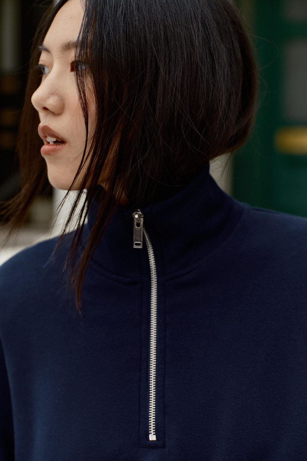 ZARA ТОЛСТОВКА С МЕТАЛЛИЧЕСКОЙ МОЛНИЕЙ, МОРСКОЙ СИНИЙ