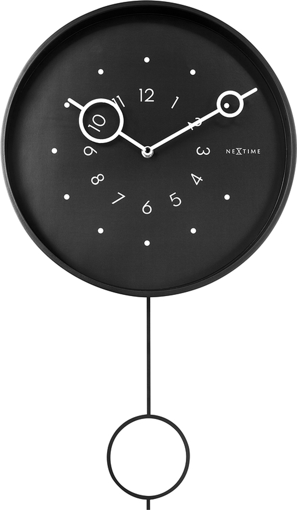 Настенные часы NeXtime Loop, металл, 35 см, чёрные