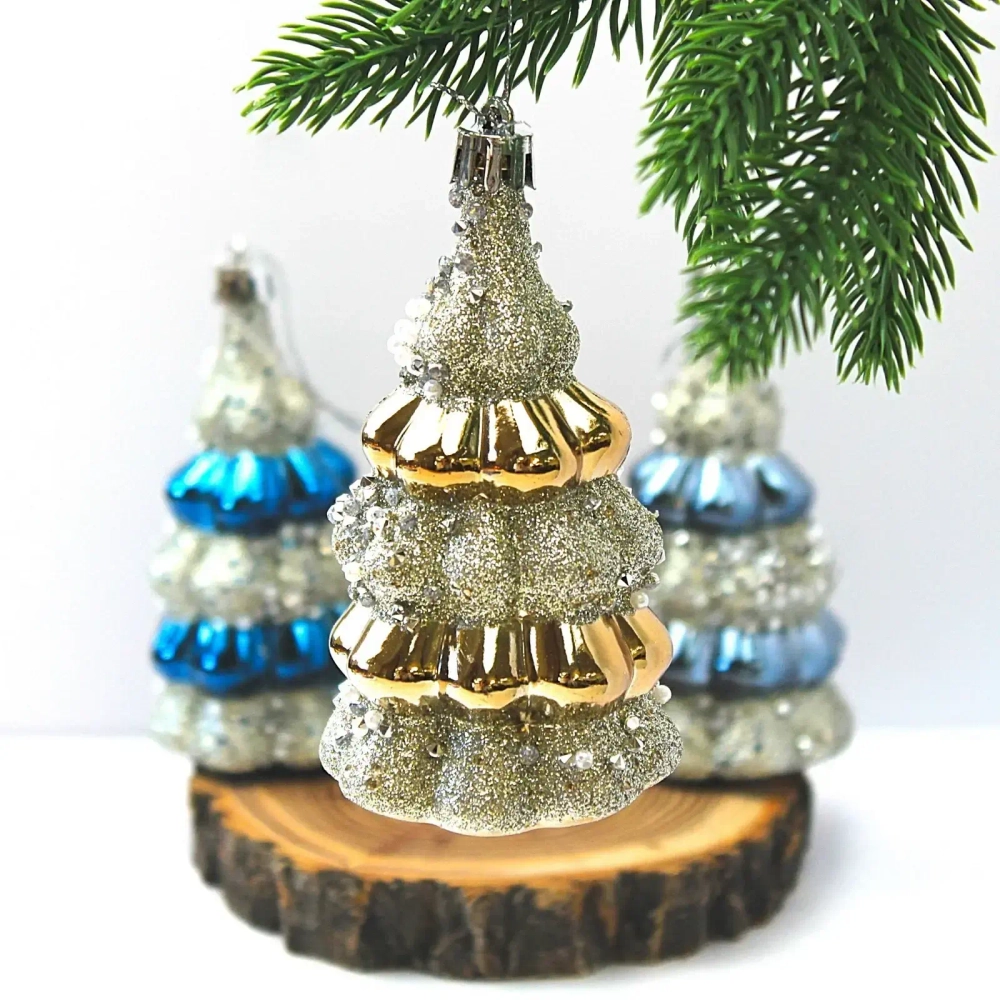 Набор украшений SHINE «Magic tree» 6х10 см (3 шт.), night blue/champagne silver/grey