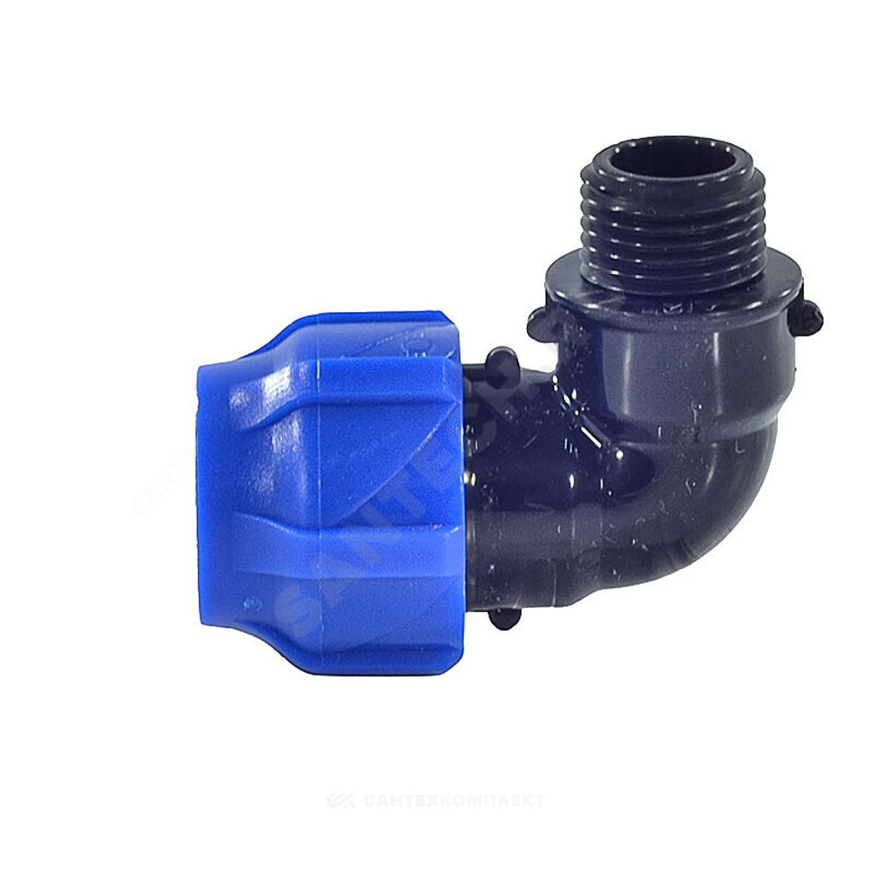 Отвод компрессионный ПЭ Дн 63х1 1/4"х90гр НР Ру16 VALFEX 1210012463114