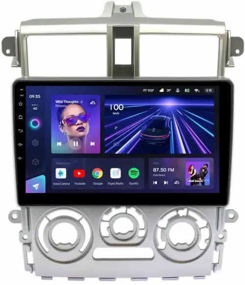 Магнитола для Mitsubishi Colt 6 2002-2012, Colt Plus (правый руль, рамка серебро) - Teyes CC3L на Android 10, CarPlay, 4G SIM-слот