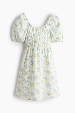 Платье из поплина с пышными рукавами — квадратный вырез, прямой крой - H&M