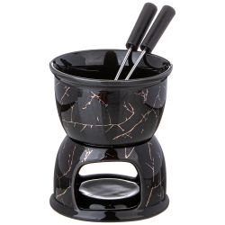 НАБОР ДЛЯ ФОНДЮ КОЛЛЕКЦИЯ "ЗОЛОТОЙ МРАМОР" 270 МЛ 10,2*10,2*12СМ