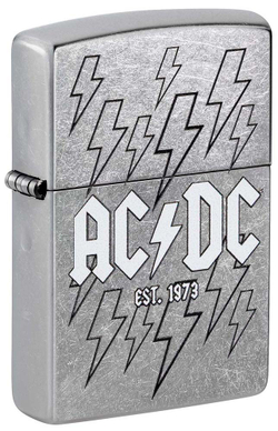 Зажигалка Zippo AC/DC с покрытием Street Chrome, латунь/сталь, серебристая, 38x13x57 мм