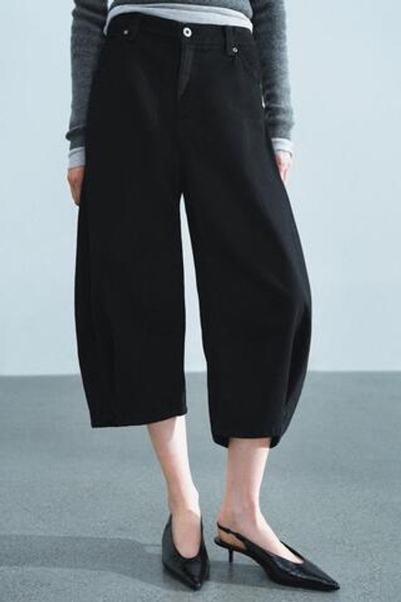 ZARA ДЖИНСОВЫЕ ШОРТЫ CARROT СО СРЕДНЕЙ ПОСАДКОЙ — ZW COLLECTION, ЧЕРНЫЙ
