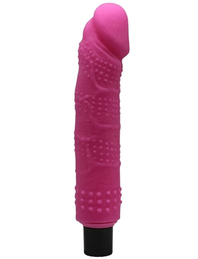 Крупный розовый вибратор UltraSkin Vibro Realistic с пупырышками (Цвет: розовый)
