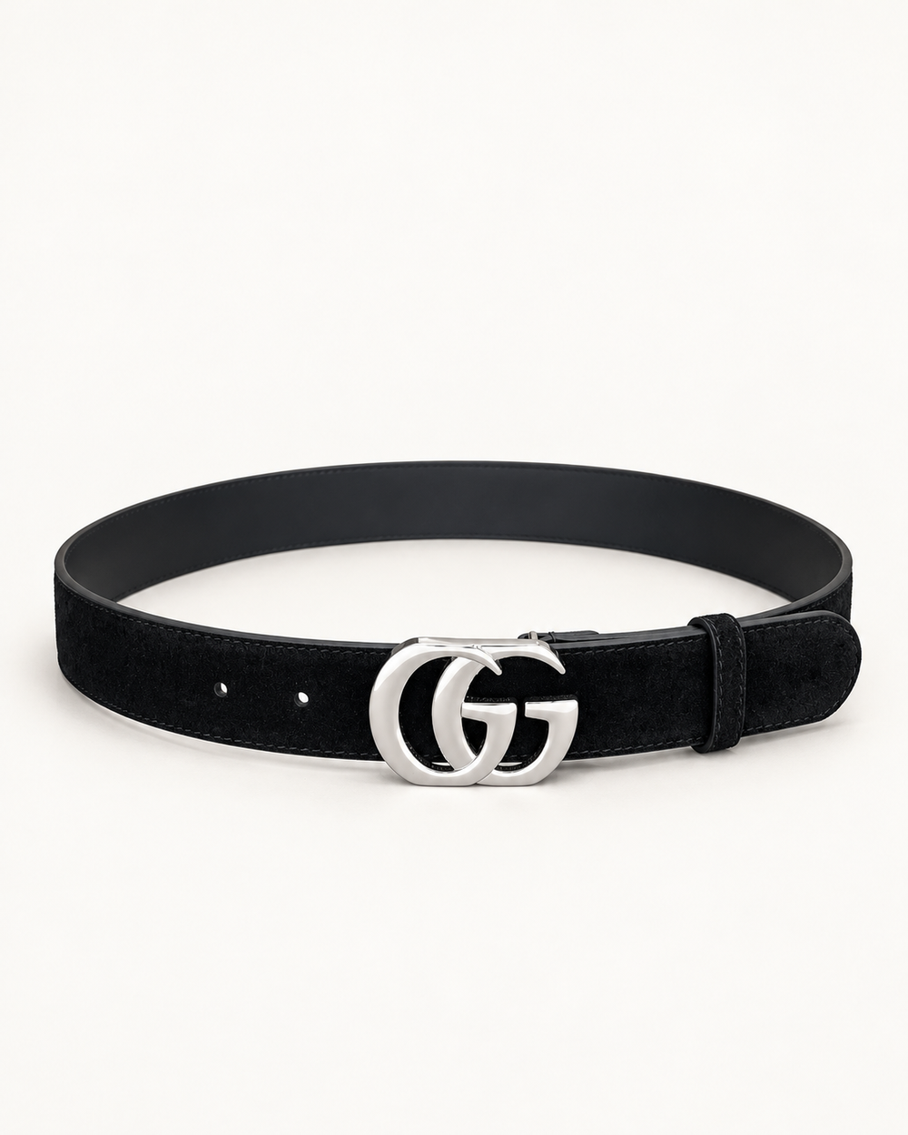 Ремень Gucci Double G из замши 3,5 см — чёрный