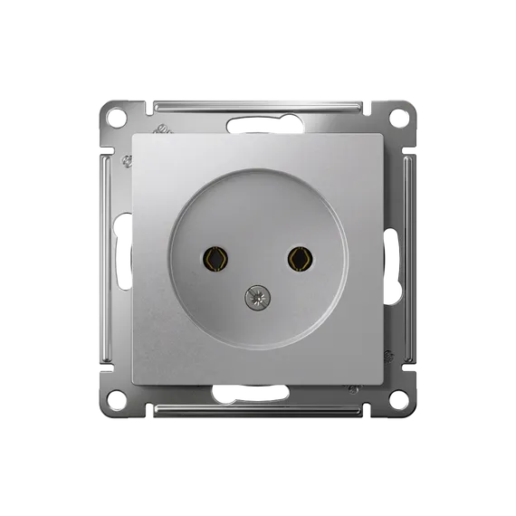 Розетка без заземления без шторок Systeme Electric AtlasDesign Алюминий ATN000341