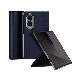 Чехол из кожи синего цвета с магнитной крышкой для Samsung Galaxy Z Fold 8, серия Bril Series (Magnetic Version) от Dux Ducis