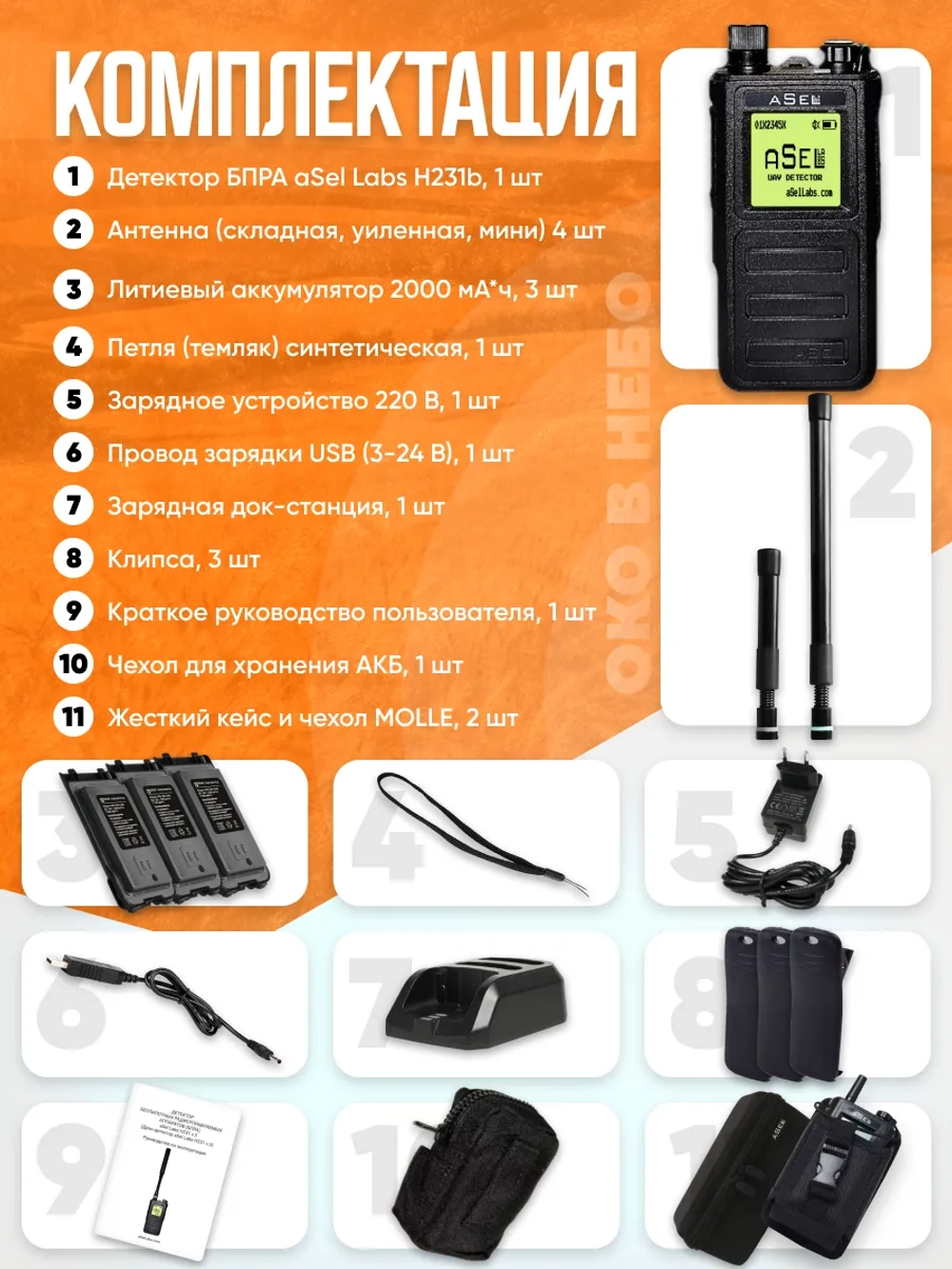 Детектор дронов и бпла aSel Labs H231