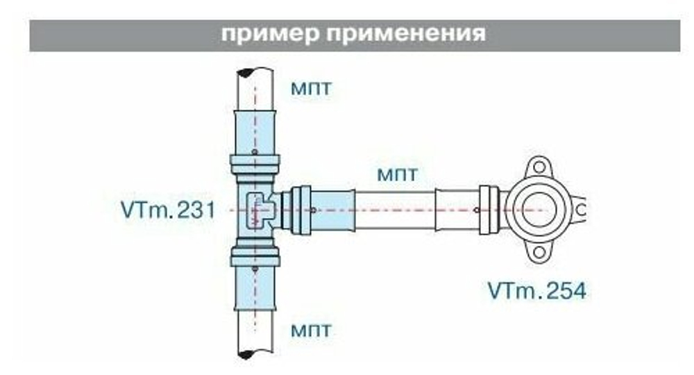 Тройник VALTEC VTm.231.N.202620 20x26x20 пресс переходной