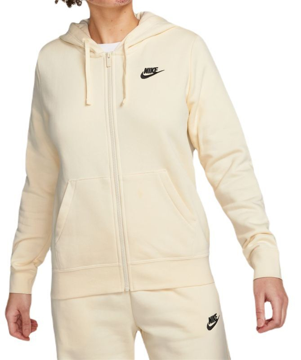 Женская Кофта теннисная Nike Sportswear Club Fleece Full Zip Hoodie - Бежевый