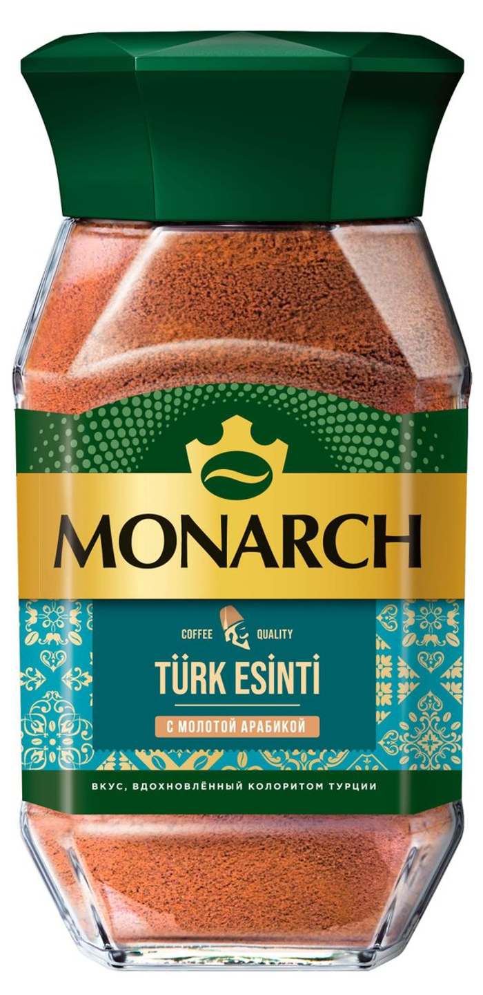 Кофе натуральный растворимый Monarch Turk Esinti с добавлением кофе натурального жареного молотого , 90 г банка