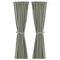 IKEA LENDA  (ИКЕА ЛЕНДА)  -  Штора на шторной ленте, 2 шт. - светлый серо-зелёный 140x250 см