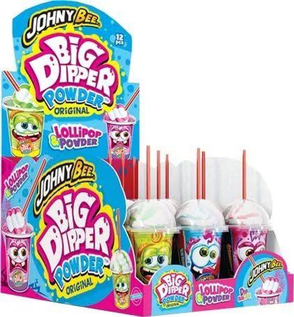 Леденец Dip'n'Lick с пудрой в ведерке (Big Dipper Powder) 12шт JohnyBee