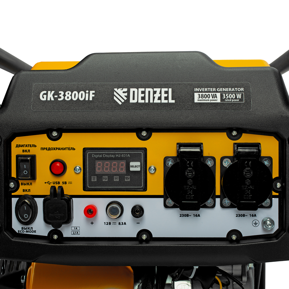 Генератор инверторный бензиновый DENZEL GK-3800iF, 3,8 кВт, 230 В, ручной старт, арт.94708