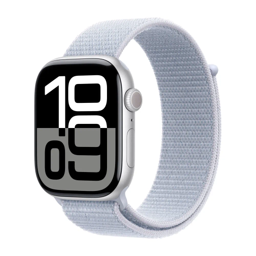 Умные часы Apple Watch Series 10 GPS, 46mm, Silver Aluminium Case with Sport Loop, Blue Cloud