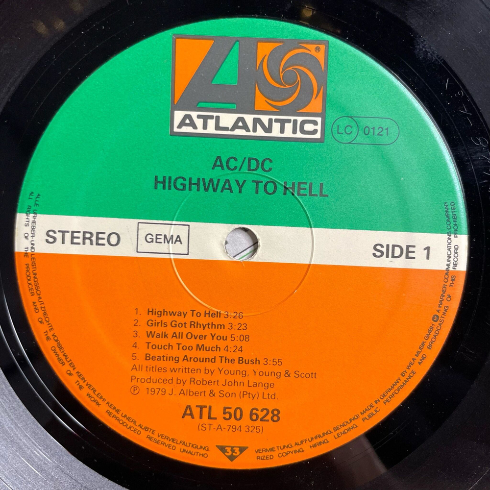 Винтажная виниловая пластинка LP AC DC Highway To Hell (Germany 1979)