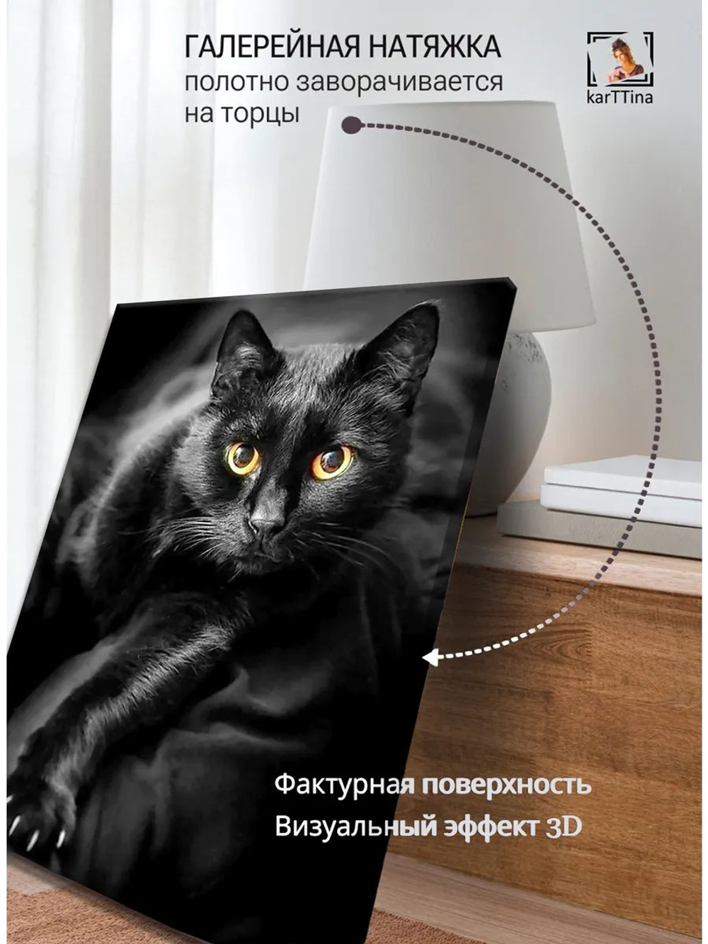 Картина "Тень ночи", для интерьера 50х70см 1шт., на деревянном подрамнике
