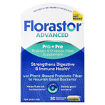 Florastor, Advanced, Pro + Pre, Probiotic & Prebiotic Fiber Supplement, 30 Vegetarian Capsules