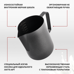 Питчер с тефлоновым покрытием 600 мл, с разметкой, черный, CGPro