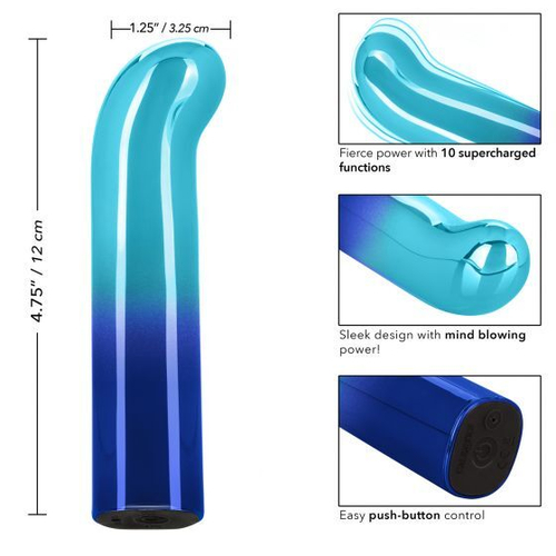 Голубой изогнутый мини-вибромассажер 12см California Exotic Novelties Glam G Vibe SE-4406-35-3