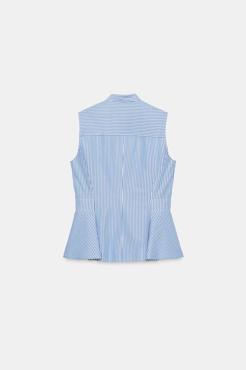 ZARA РУБАШКА С БАСКОЙ В ПОЛОСКУ, СИНИЙ/БЕЛЫЙ
