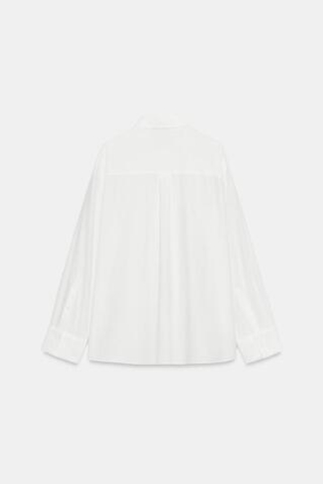ZARA ОДНОТОННАЯ РУБАШКА С ПЛАНКОЙ — ZW COLLECTION, ЖЕЛТОВАТО-БЕЛЫЙ
