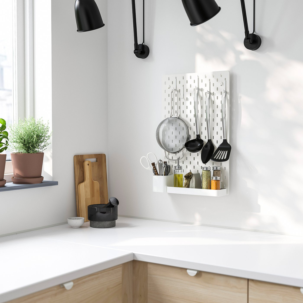 IKEA SKÅDIS  (ИКЕА СКОДИС)  -  Перфорированная панель комбинация - белая 36x56 см