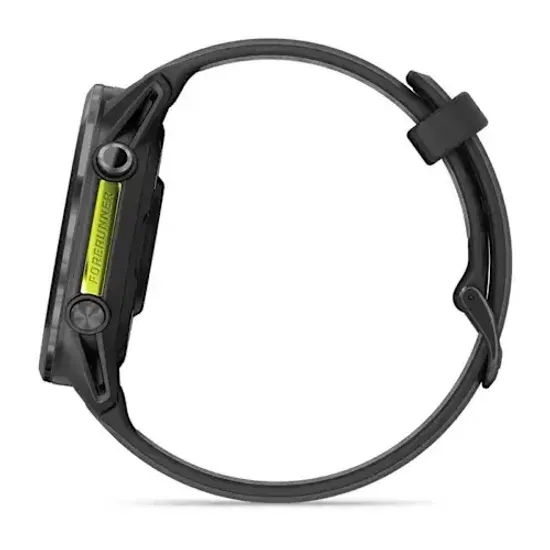 Умные часы Garmin Forerunner 970 угольно-серый DLC Titanium с черным корпусом и черным/прозрачным белым ремешком