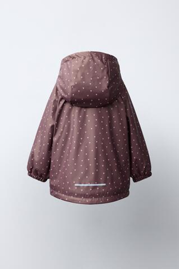 ZARA ПРОРЕЗИНЕННЫЙ ДОЖДЕВИК WATER RESISTANT С ПРИНТОМ, БУРГУНДИ