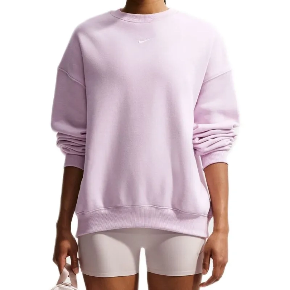 Женская теннисная куртка Nike Studio Fleece Medium Weight Oversized Crew - bleached lilac/sail