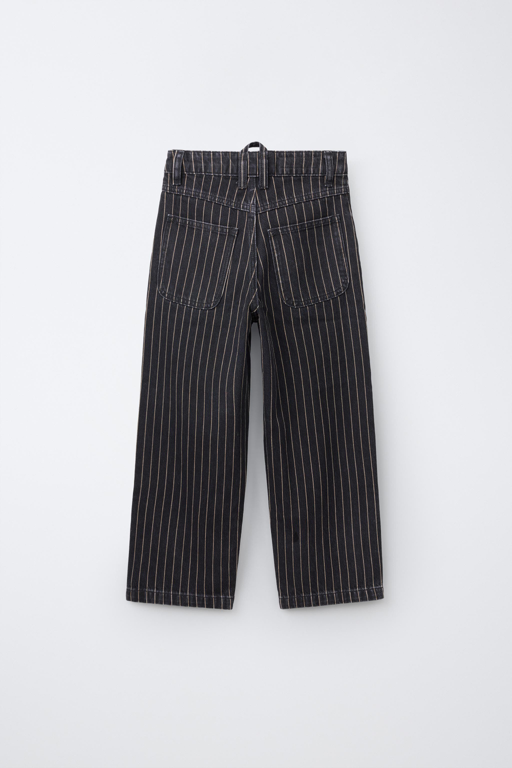 ZARA ДЖИНСЫ BAGGY RELAXED В ПОЛОСКУ, ЧЕРНЫЙ/ЭКРЮ
