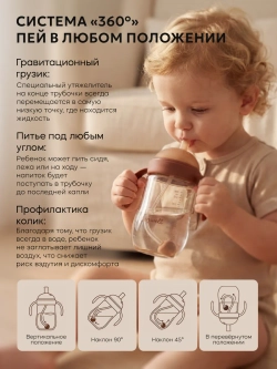 Babywell Поильник в комплекте с двумя вариантами сосок 300 мл. Коричневый