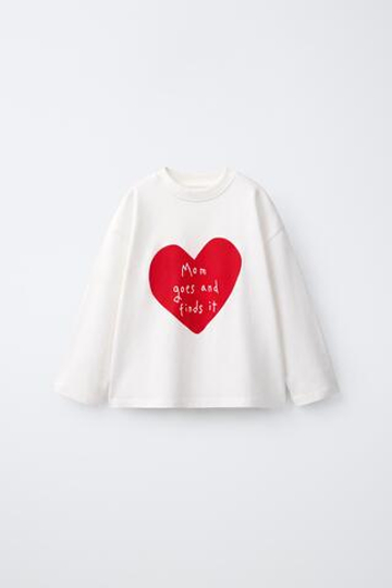 ZARA ЛОНГСЛИВ С ПРИНТОМ И НАДПИСЬЮ, БЕЛЫЙ