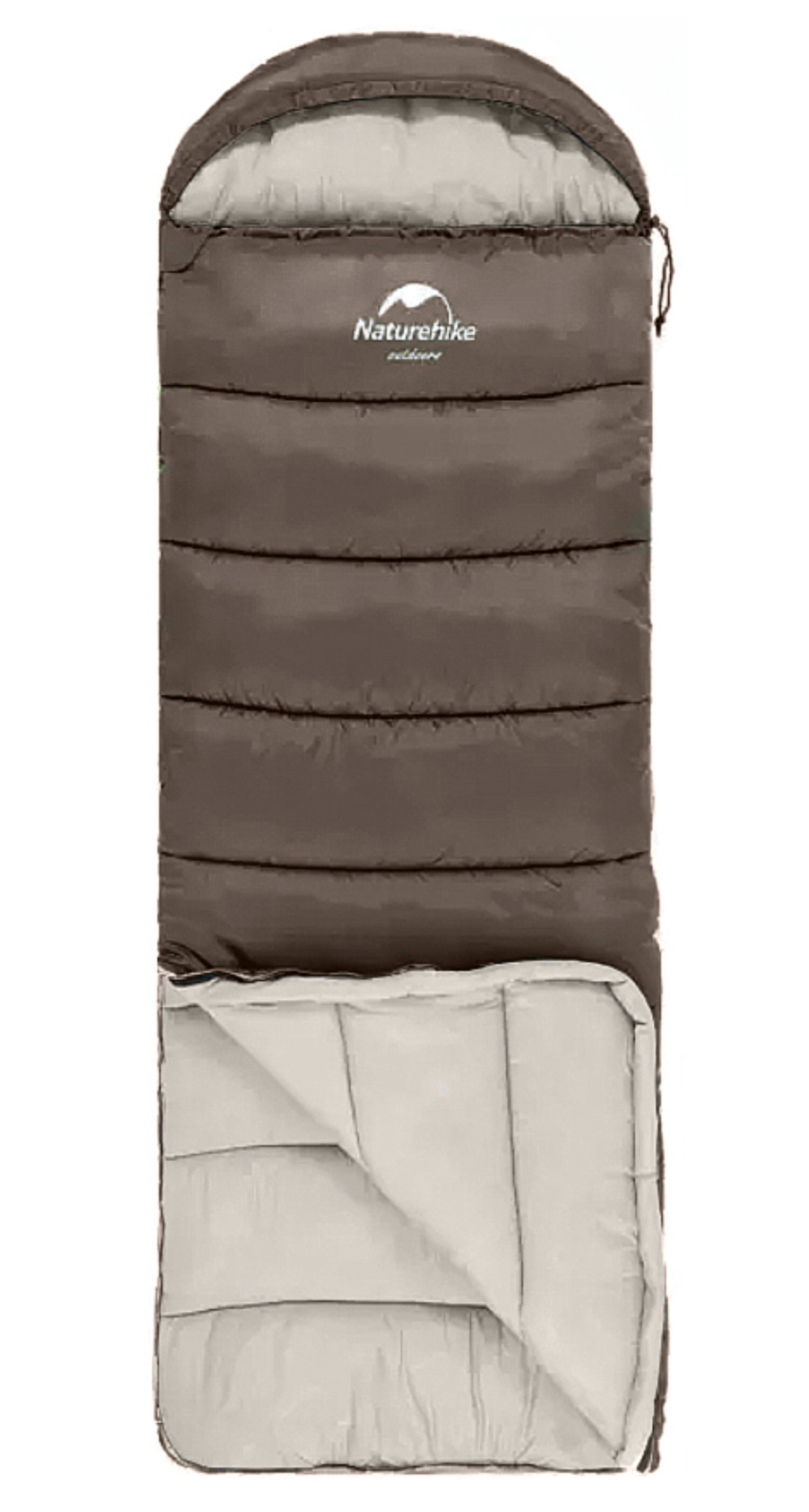 Мешок спальный Naturehike U250S, (190х30)х75 см, (правый) (ТК: 0C), коричневый