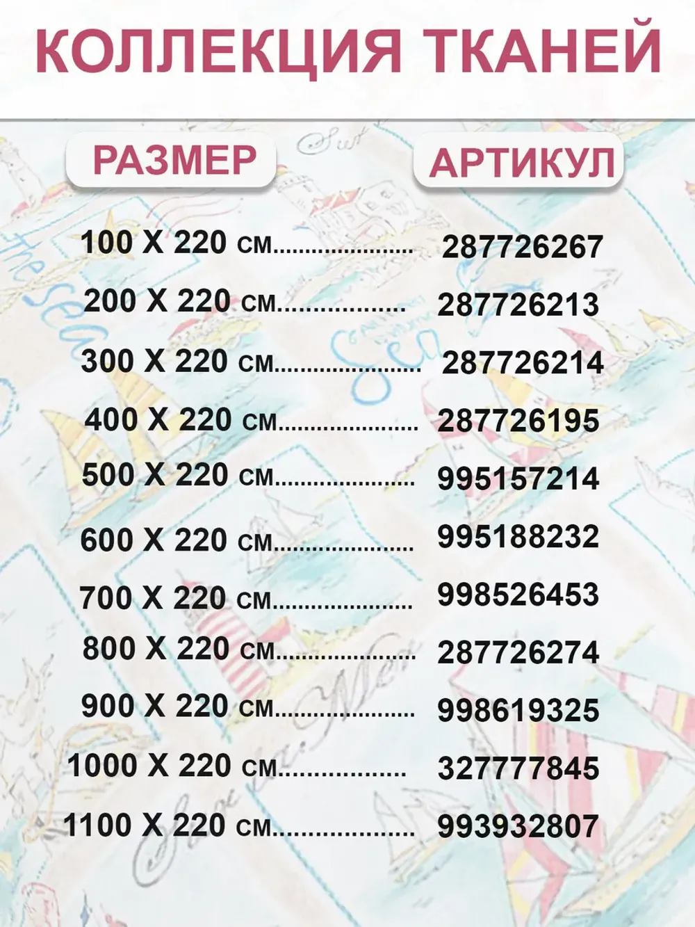 Отрез 800х220 см ткань для рукоделия "Витамин Sea" Сказка перкаль