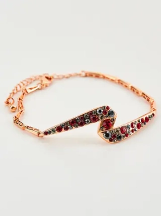 Браслет Молния с красно-серыми кристаллами Swarovski