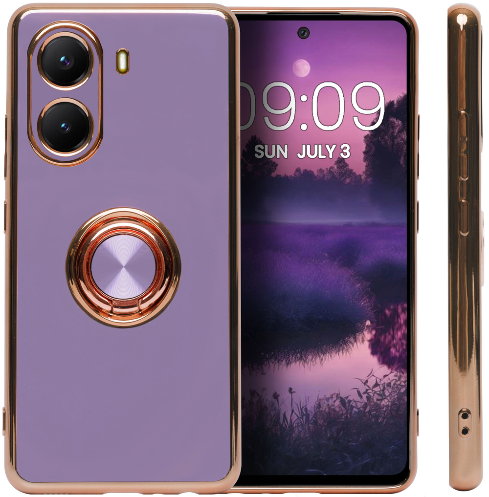 Стильный глянцевый чехол для POCO X7 PRO / REDMI TURBO 4 с кольцом-подставкой и бархатной подкладкой
